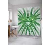 Штора (занавеска) для ванной JoyArty "Лиственный облик" из сатена, 180х200 см с крючками, sc_18669