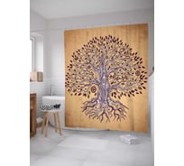 Штора (занавеска) для ванной JoyArty "Узоры на дереве" из сатена, 180х200 см с крючками, sc_16036