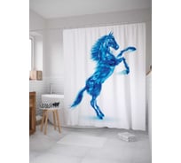 Штора (занавеска) для ванной JoyArty "Магическая лошадь" из сатена, 180х200 см с крючками, sc_16163