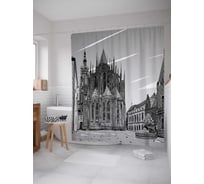 Штора (занавеска) для ванной JoyArty "Дворцовые поместья" из сатена, 180х200 см с крючками, sc_18174