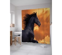 Штора (занавеска) для ванной JoyArty "Солнечный скакун" из сатена, 180х200 см с крючками, sc_16155