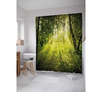 Штора (занавеска) для ванной JoyArty "Весенний пикник" из сатена, 180х200 см с крючками, sc_18184