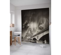 Штора (занавеска) для ванной JoyArty "Гроза над Парижем" из сатена, 180х200 см с крючками, sc_16220