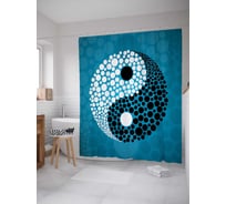 Штора (занавеска) для ванной JoyArty "Пузыри Инь и ян" из сатена, 180х200 см с крючками, sc_274375