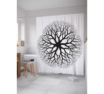 Штора (занавеска) для ванной JoyArty "Древо узоров" из сатена, 180х200 см с крючками, sc_12126