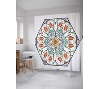 Штора (занавеска) для ванной JoyArty "Цветочная пентаграмма" из сатена, 180х200 см с крючками, sc_15864