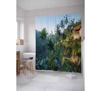 Штора (занавеска) для ванной JoyArty "Отшельник у опасного обрыва" из сатена, 180х200 см с крючками, sc_16202