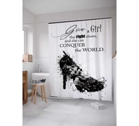 Штора (занавеска) для ванной JoyArty "Правильные туфли" из сатена, 180х200 см с крючками, sc_15996