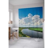 Штора (занавеска) для ванной JoyArty "Круглый водоем" из сатена, 180х200 см с крючками, sc_16192