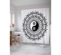 Штора (занавеска) для ванной JoyArty "Гипнотический Инь и ян" из сатена, 180х200 см с крючками, sc_18604