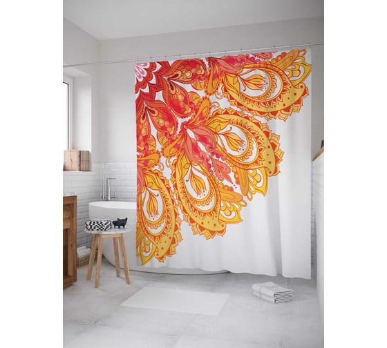 Штора (занавеска) для ванной JoyArty "Цветок с градиентом" из сатена, 180х200 см с крючками, sc_16073 1