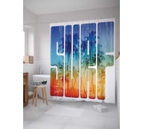 Штора (занавеска) для ванной JoyArty "Радужный серф" из сатена, 180х200 см с крючками, sc_15653