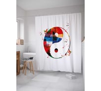 Штора (занавеска) для ванной JoyArty "Музыкальный Инь и ян" из сатена, 180х200 см с крючками, sc_18585