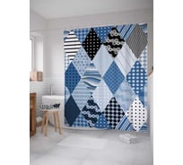 Штора (занавеска) для ванной JoyArty "Текстурные ромбы" из сатена, 180х200 см с крючками, sc_19432