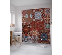 Штора (занавеска) для ванной JoyArty "Цветы перемешались" из сатена, 180х200 см с крючками, sc_19425