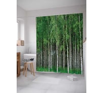 Штора (занавеска) для ванной JoyArty "Густой березовый лес" из сатена, 180х200 см с крючками, sc_14911