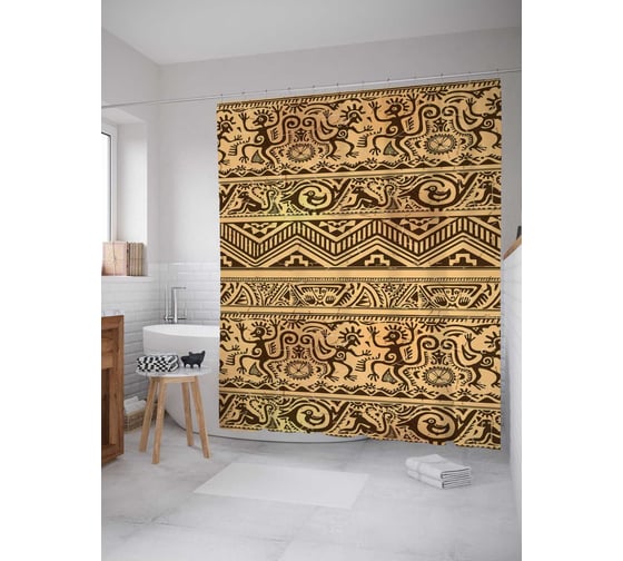 Штора (занавеска) для ванной JoyArty "Безумные обезьяны" из сатена, 180х200 см с крючками, sc_16840 1