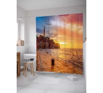 Штора (занавеска) для ванной JoyArty "Вечера в Хорватии" из сатена, 180х200 см с крючками, sc_18036