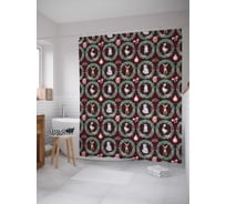 Штора (занавеска) для ванной JoyArty "Новогодние гости" из сатена, 180х200 см sc_378422