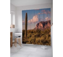 Штора (занавеска) для ванной JoyArty "Огромный кактус" из сатена, 180х200 см с крючками, sc_15717