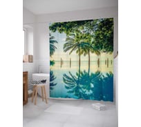 Штора (занавеска) для ванной JoyArty "Затопленный берег" из сатена, 180х200 см с крючками, sc_16517