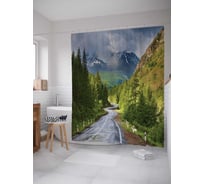 Штора (занавеска) для ванной JoyArty "Горные путешествия" из сатена, 180х200 см с крючками, sc_16430