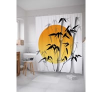 Штора (занавеска) для ванной JoyArty "Солнечный бамбук" из сатена, 180х200 см с крючками, sc_15780