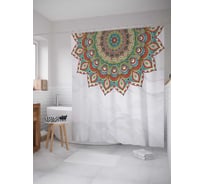 Штора (занавеска) для ванной JoyArty "Цветочные узоры" из сатена, 180х200 см с крючками, sc_16081