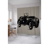 Штора (занавеска) для ванной JoyArty "Кабриолет со звездой" из сатена, 180х200 см с крючками, sc_18218