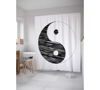 Штора (занавеска) для ванной JoyArty "Женское и мужское начало" из сатена, 180х200 см с крючками, sc_18591