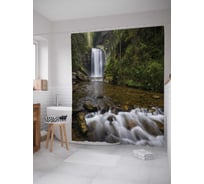 Штора (занавеска) для ванной JoyArty "Через лес к водопаду" из сатена, 180х200 см с крючками, sc_14566