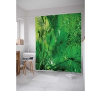 Штора (занавеска) для ванной JoyArty "Большие папоротники" из сатена, 180х200 см с крючками, sc_16284