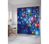 Штора (занавеска) для ванной JoyArty "Новогодняя дискотека" из сатена, 180х200 см с крючками, sc_20076