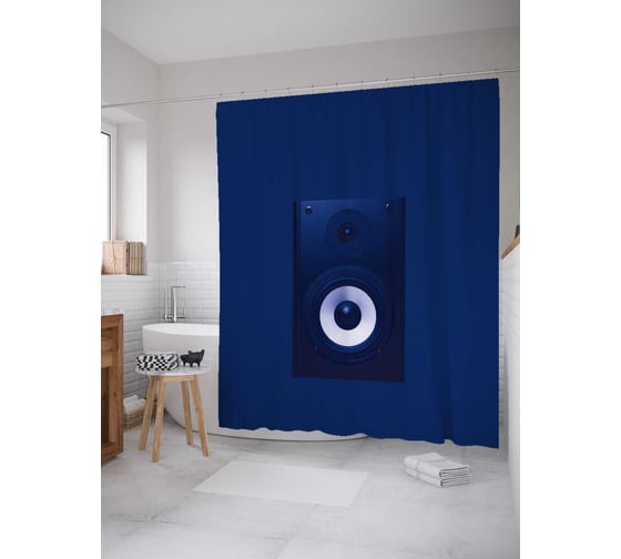 Штора (занавеска) для ванной JoyArty "Синяя колонка" из сатена, 180х200 см sc_378394 1