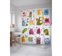 Штора (занавеска) для ванной JoyArty "Монстры веселятся" из сатена, 180х200 см с крючками, sc_18518