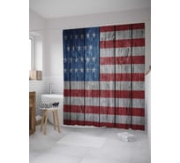 Штора (занавеска) для ванной JoyArty "Флаг Америки на досках" из сатена, 180х200 см с крючками, sc_10170