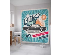 Штора (занавеска) для ванной JoyArty "Плакат автомойки" из сатена, 180х200 см с крючками, sc_15585