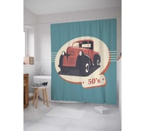 Штора (занавеска) для ванной JoyArty "Фермерский автомобиль" из сатена, 180х200 см с крючками, sc_15594