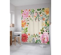 Штора (занавеска) для ванной JoyArty "В окружении цветов" из сатена, 180х200 см с крючками, sc_19635