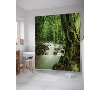 Штора (занавеска) для ванной JoyArty "Речные брызги" из сатена, 180х200 см с крючками, sc_11421