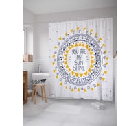 Штора (занавеска) для ванной JoyArty "Солнечный круг" из сатена, 180х200 см с крючками, sc_19577