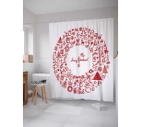 Штора (занавеска) для ванной JoyArty "Новогодний круг" из сатена, 180х200 см с крючками, sc_20280
