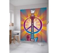Штора (занавеска) для ванной JoyArty "Гитара хиппи" из сатена, 180х200 см с крючками, sc_15603