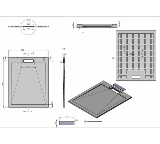 Поддон душевой из искусственного камня Esbano ESP-LX119W белый ESPLX119W