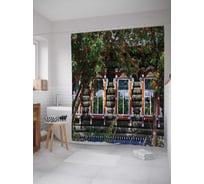 Штора (занавеска) для ванной JoyArty "Окна, ведущие в сад" из сатена, 180х200 см с крючками, sc_16669