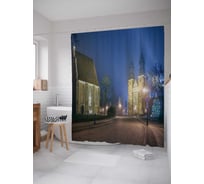 Штора (занавеска) для ванной JoyArty "Ночной собор" из сатена, 180х200 см с крючками, sc_15438