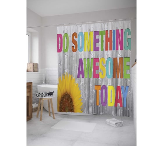 Штора (занавеска) для ванной JoyArty "Чудесные вещи" из сатена, 180х200 см с крючками, sc_11127 1