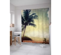 Штора (занавеска) для ванной JoyArty "За загаром на Гавайи" из сатена, 180х200 см с крючками, sc_16250