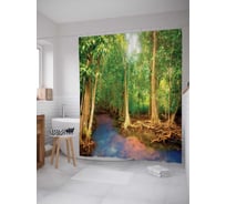 Штора (занавеска) для ванной JoyArty "Коренастый лес" из сатена, 180х200 см с крючками, sc_16276