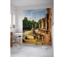 Штора (занавеска) для ванной JoyArty "Долговечный храм" из сатена, 180х200 см с крючками, sc_16618